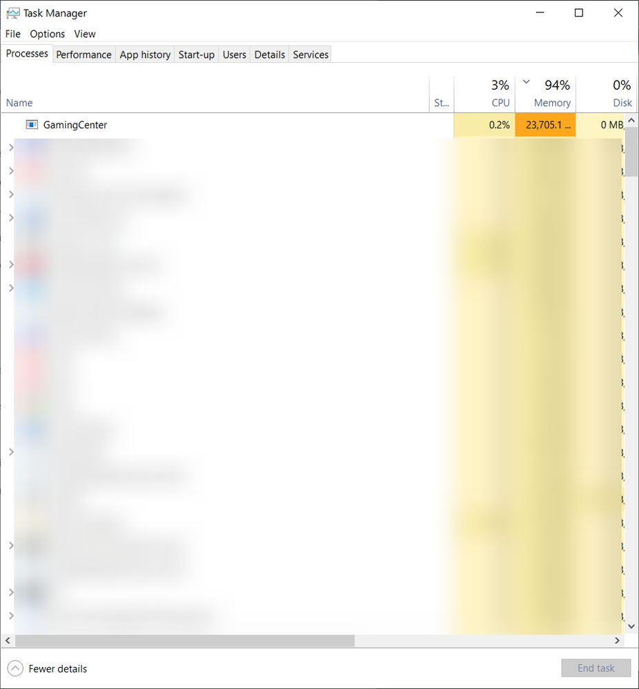 RAM hogging Gaming Centre