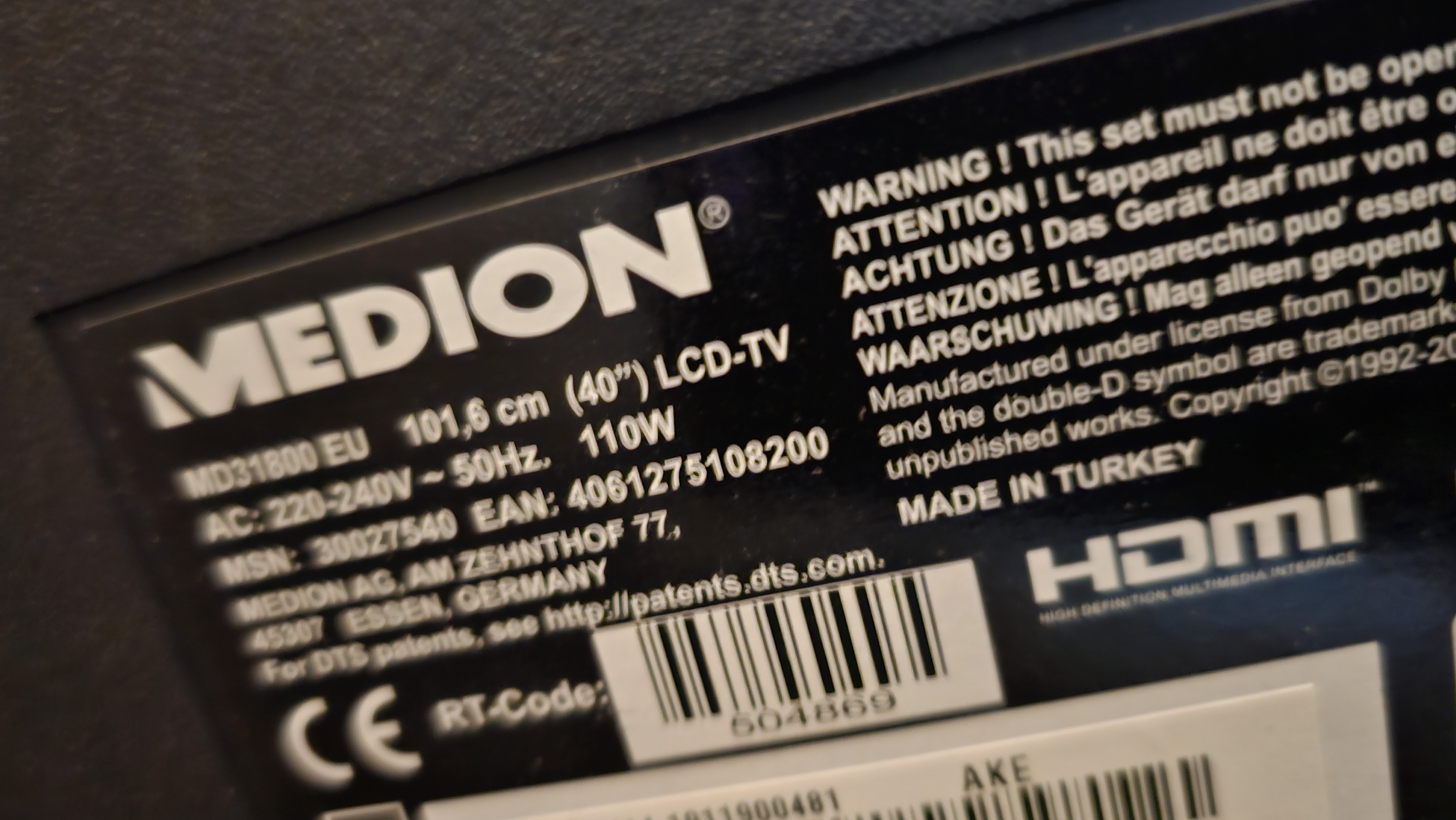 Ersatz Fernbedienung Medion MD30200 / MD30234 / MD30261 / MD30272 - Foto 3