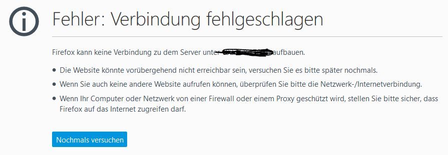 Fehlermeldung Browser