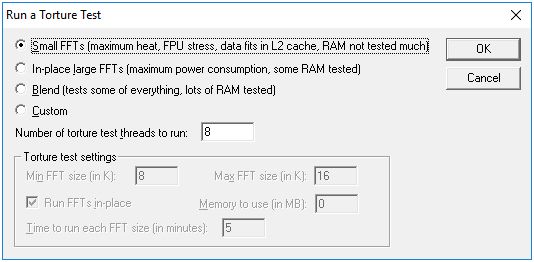Einstellung Stresstest Prime95