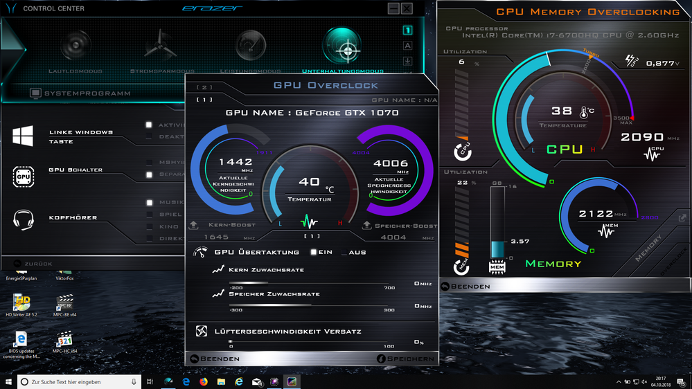 ebenfalls kann der Lüfter angepasst werden