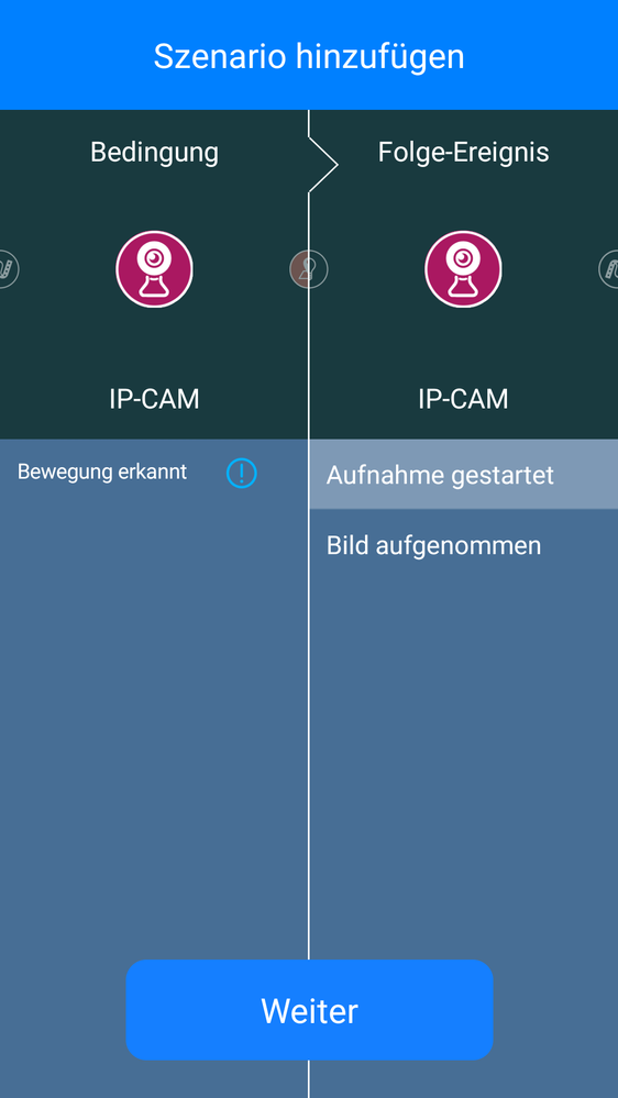 Problem bei Anlegen Szenario für IP Kamera